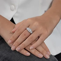 Diamonart Womens Cubic Zirconia Sterling Silver Cluster Cocktail Ring
