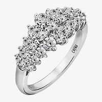 Diamonart Womens Cubic Zirconia Sterling Silver Cluster Cocktail Ring