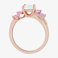 Gemstone 14K Gold Over Silver or Sterling Side Stone Cocktail Ring