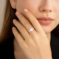 Gemstone 14K Gold Over Silver or Sterling Side Stone Cocktail Ring