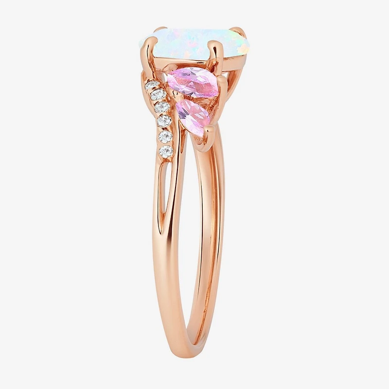 Gemstone 14K Gold Over Silver or Sterling Side Stone Cocktail Ring