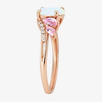 Gemstone 14K Gold Over Silver or Sterling Side Stone Cocktail Ring