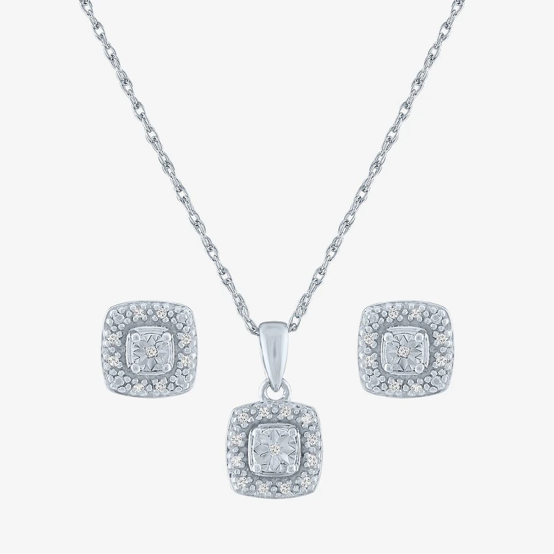 Yes, Please!, (G-H,Si2-I1) Womens 1/10 CT. T.W. Lab Grown White Diamond Sterling Silver 2-pc. Jewelry Set