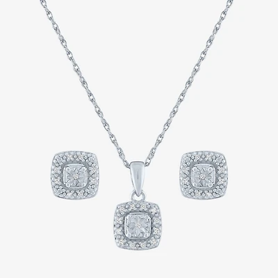 Yes, Please!, (G-H,Si2-I1) Womens 1/10 CT. T.W. Lab Grown White Diamond Sterling Silver 2-pc. Jewelry Set