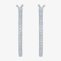 Yes, Please! (G-H, Si2-I1) Womens 1/10 CT. T.W. Lab Grown White Diamond Sterling Silver 25mm Hoop Earrings