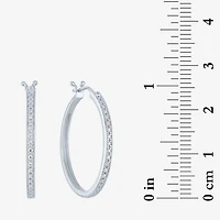 Yes, Please! (G-H, Si2-I1) Womens 1/10 CT. T.W. Lab Grown White Diamond Sterling Silver 25mm Hoop Earrings