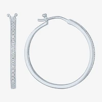 Yes, Please! (G-H, Si2-I1) Womens 1/10 CT. T.W. Lab Grown White Diamond Sterling Silver 25mm Hoop Earrings
