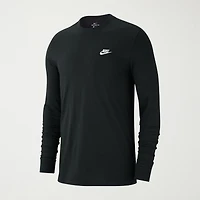 Nike Sportswear Club Mens Crew Neck Long Sleeve Quick Dry Embroidered Active T-Shirt