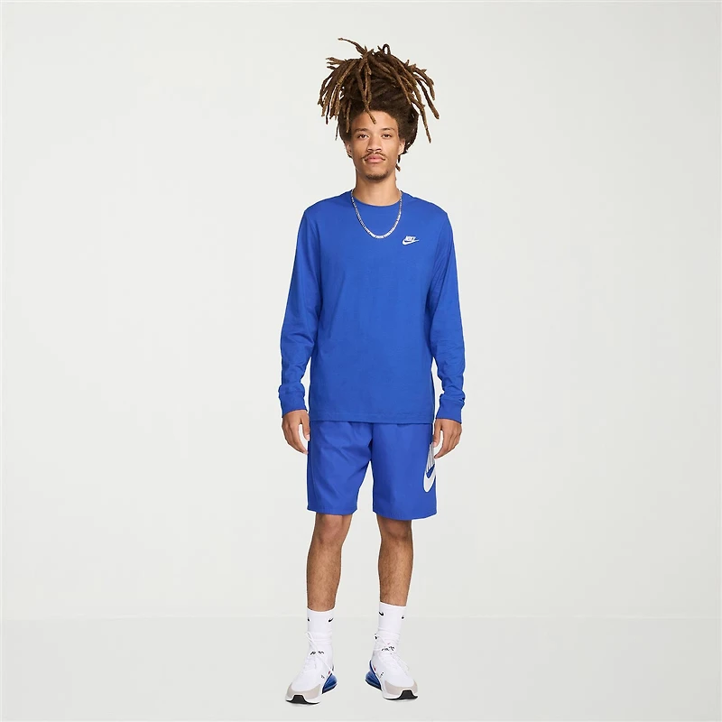 Nike Sportswear Club Mens Crew Neck Long Sleeve Quick Dry Active T-Shirt