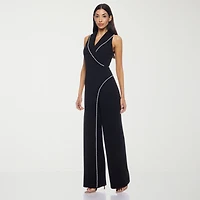 Premier Amour Womens V Neck Sleeveless Jumpsuit