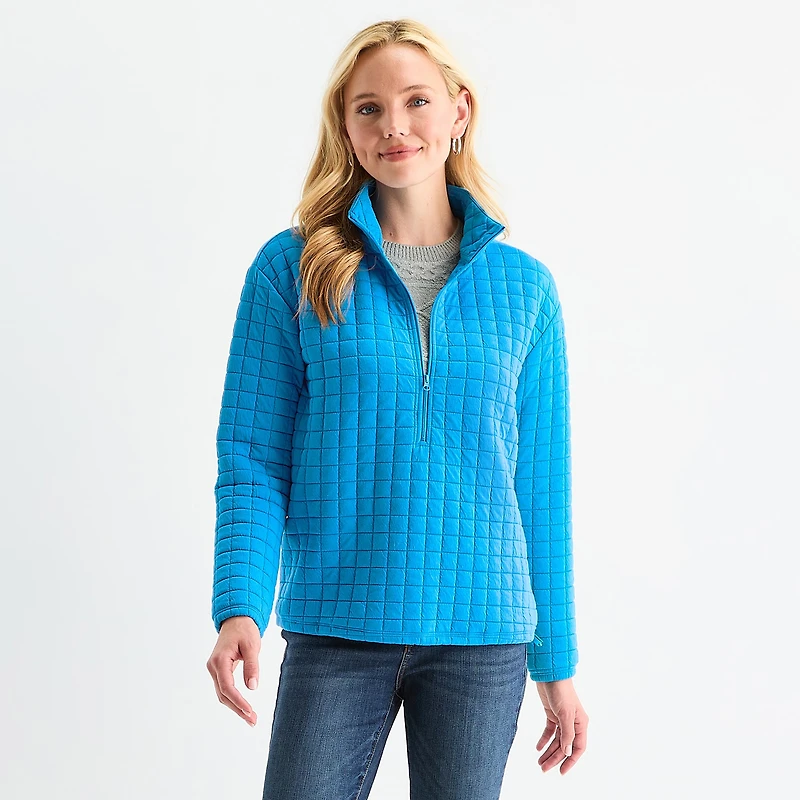 St. John's Bay Womens Tall Mock Neck Long Sleeve Quarter-Zip Pullover