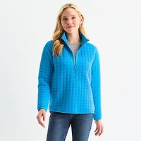 St. John's Bay Womens Tall Mock Neck Long Sleeve Quarter-Zip Pullover