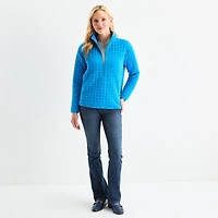 St. John's Bay Womens Tall Mock Neck Long Sleeve Quarter-Zip Pullover