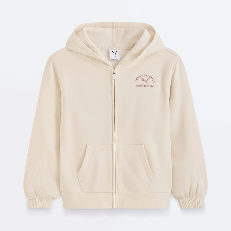 PUMA Big Kid Girls Long Sleeve Fleece Zipper Active Hoodie