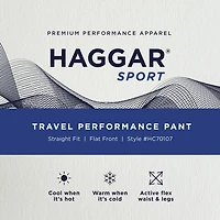 Haggar Sport Travel Performance Mens Comfort Waistband Straight Fit Flat Front Pant