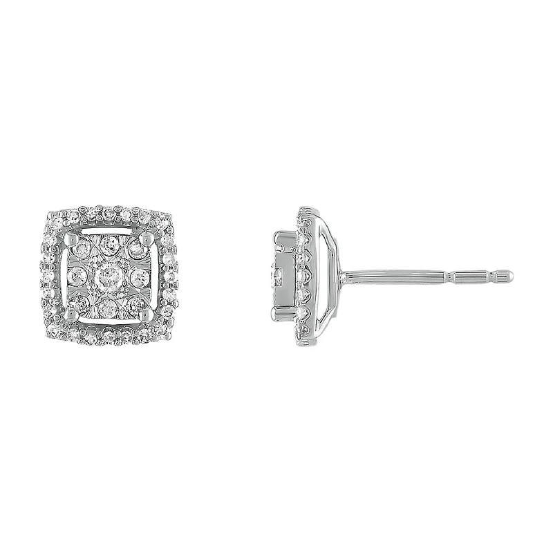 Diamond Blossom 1/4 CT. T.W. Natural White Diamond 10K Gold 8mm Stud Earrings
