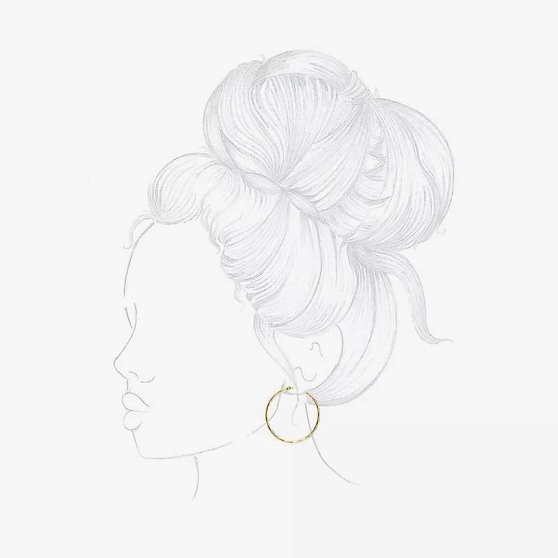 Silver Reflections 24K Gold Over Brass 40MM Diamond Cut Hoop Earrings