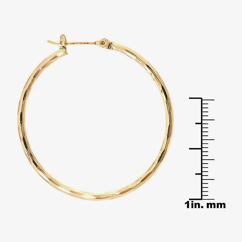 Silver Reflections 24K Gold Over Brass 40MM Diamond Cut Hoop Earrings