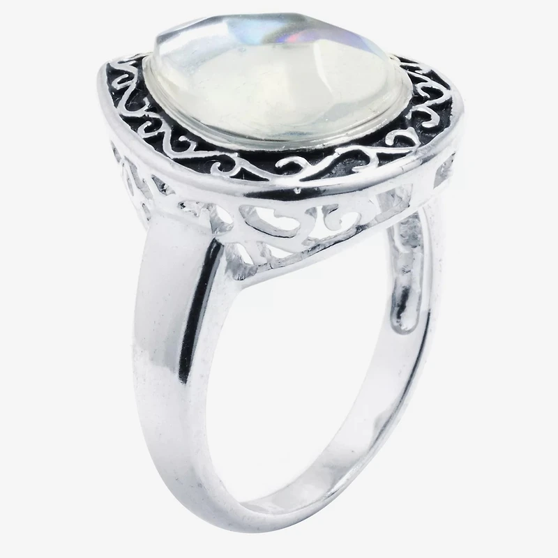 Sparkle Allure Womens Green Pure Silver Over Brass Pear Cocktail Ring