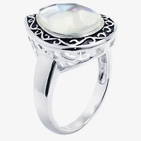 Sparkle Allure Womens Green Pure Silver Over Brass Pear Cocktail Ring