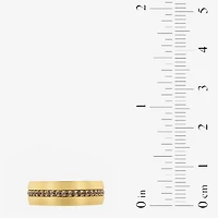 Mens 8MM Genuine Brown Quartz Tungsten Wedding Band