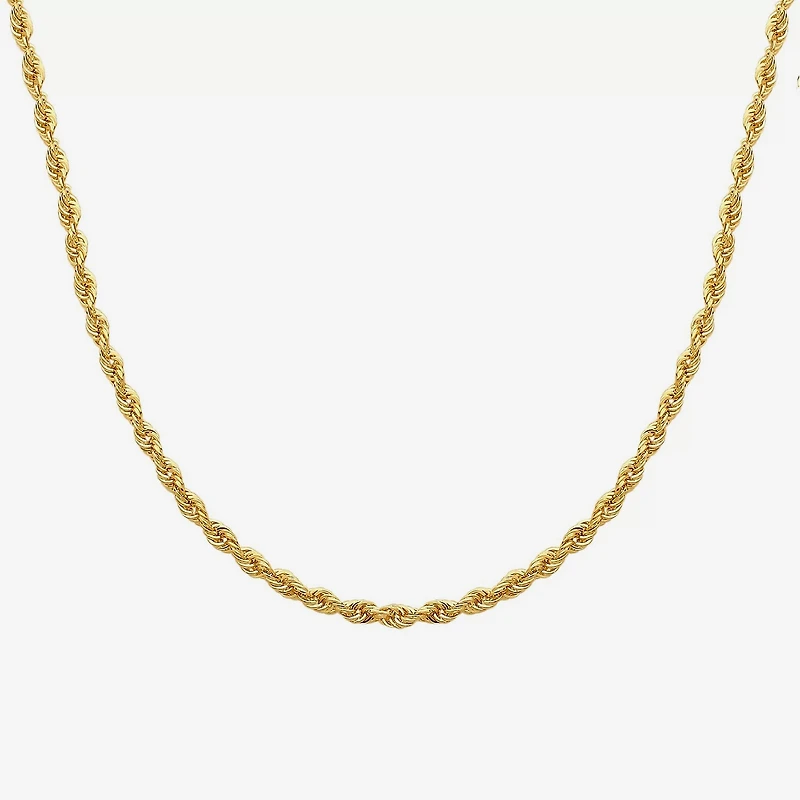 14K Yellow Gold 1.8mm Hollow Rope Chain Necklace