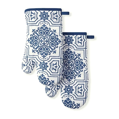 Martha Stewart Stripe Medallion 2-pc. Oven Mitt Set