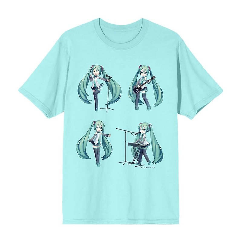 Hatsune Miku Band Boyfriend Tee Womens Juniors Crew Neck Short Sleeve Loose Fit Graphic T-Shirt
