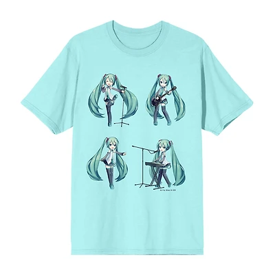 Hatsune Miku Band Boyfriend Tee Womens Juniors Crew Neck Short Sleeve Loose Fit Graphic T-Shirt