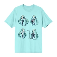 Hatsune Miku Band Boyfriend Tee Womens Juniors Crew Neck Short Sleeve Loose Fit Graphic T-Shirt