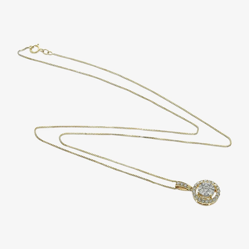 Womens 1/2 CT. T.W. Natural White Diamond 14K or Yellow Gold Round Pendant Necklace