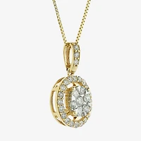 Womens 1/2 CT. T.W. Natural White Diamond 14K or Yellow Gold Round Pendant Necklace
