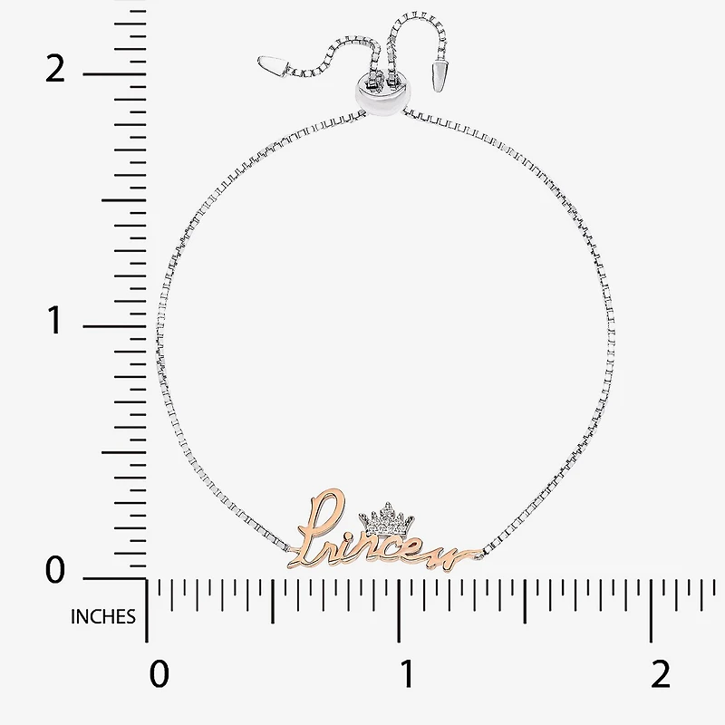 Disney Collection Girls Cubic Zirconia 14K Gold Over Silver Princess Bolo Bracelet