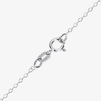 Girls White Crystal Sterling Silver 15 Inch Pendant Necklace