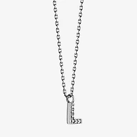 Womens Diamond Accent Cubic Zirconia Sterling Silver Round 18 Inch Pendant Necklace