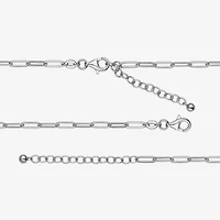 Womens 1 3/4 CT. T.W. Black Agate Sterling Silver Clover Paperclip 17 Inch Pendant Necklace