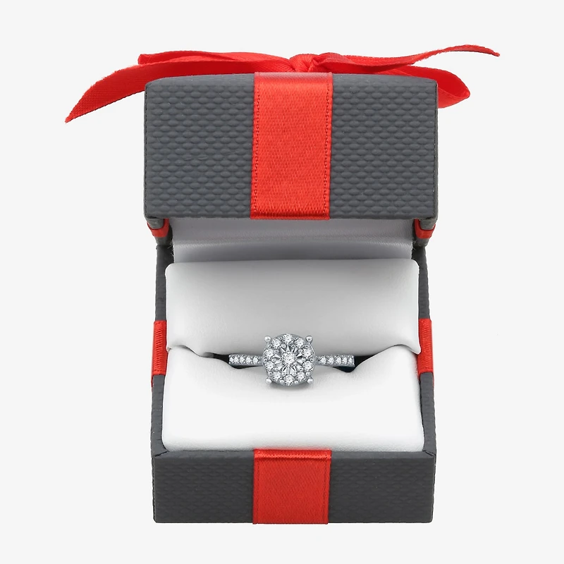 Womens / CT. T.W. Natural White Diamond Sterling Silver Halo Cocktail Ring