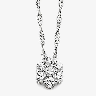 Diamond Blossom 1/5 CT.T.W. Natural Diamond Sterling SIlver Cluster Pendant