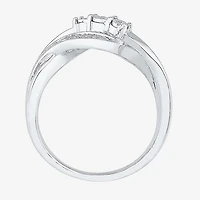 Womens Diamond Accent Natural White Sterling Silver Crossover Cocktail Ring