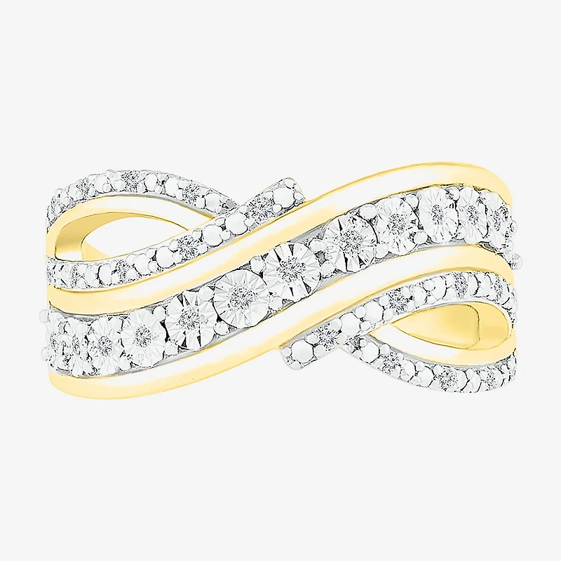 Womens 1/10 CT. T.W. Natural White Diamond 14K Gold Over Silver Band