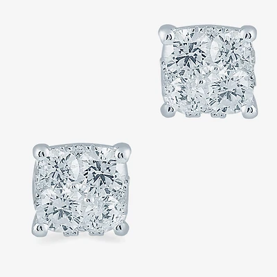 1 CT. T.W. Natural White Diamond Sterling Silver 6.1mm Stud Earrings
