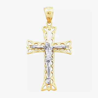 14K Two-Tone Gold Crucifix Cross Pendant