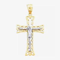 14K Two-Tone Gold Crucifix Cross Pendant