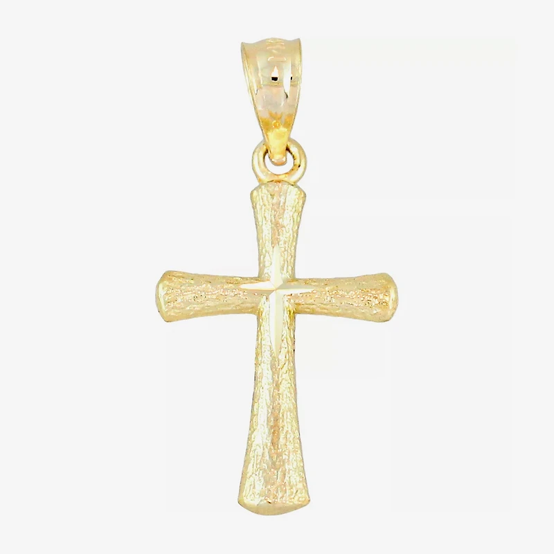 14K Yellow Gold Diamond-Cut Mini Cross Charm