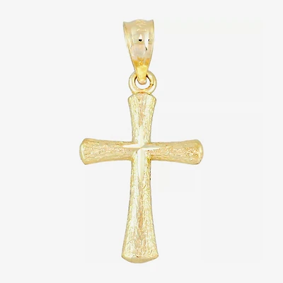 14K Yellow Gold Diamond-Cut Mini Cross Charm
