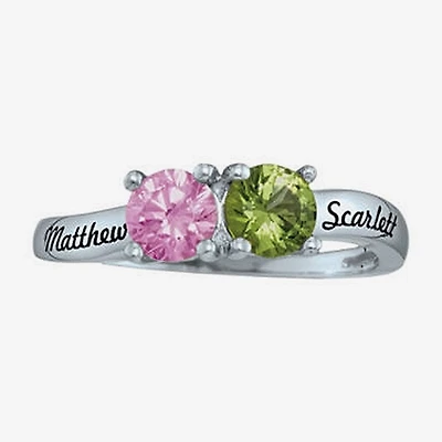 Personalized Simulated Birthstones Couples Ring