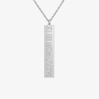 Personalized Roman Numeral Date Bar Pendant Necklace