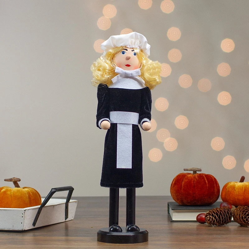 14'' Pilgrim Woman Wooden Fall Harvest Thanksgiving Nutcracker