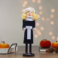 14'' Pilgrim Woman Wooden Fall Harvest Thanksgiving Nutcracker
