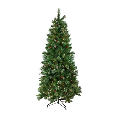 7.5' Pre-Lit Medium Mixed Pine Glittered Artificial Christmas Tree - Clear Lights